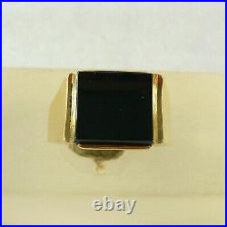 Vintage Estate 9ct/k Yellow Gold Men's Onyx And Gold Dress Ring