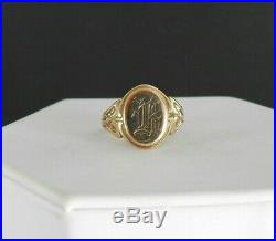 Vintage Estate Antique Victorian Signet Ring Solid 12K Rose Gold Mens 9.5