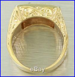 Vintage Estate Heavy 18k Solid Yellow Gold Chunky Men's Diamond Pinky Ring 20g