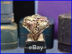 Vintage Estate Huge 10K Black Hills Gold Mens. 27 ct Diamond Ring size 10 1/2