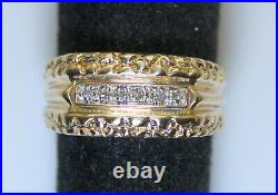 Vintage Estate Men's 10K Gold Nugget Style Diamond Pinky Band/Ring Size 7.75