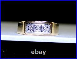 Vintage Estate Men's 10K Yellow Gold. 09 Ct TW Diamond Ring, Size 10.5