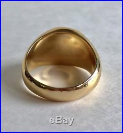 Vintage Estate Men's 18k Yellow Gold Oval Opal Bezel Set Ring Size 10.5 Heavy
