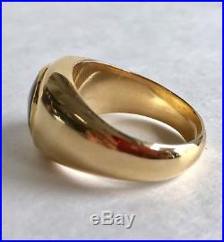Vintage Estate Men's 18k Yellow Gold Oval Opal Bezel Set Ring Size 10.5 Heavy