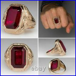 Vintage & Estate Men's Jewelry Ruby Bold Men's Ring in 14K Rose Gold Over 7. Ct