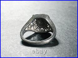 Vintage Estate Men's Pinky Ring BLACK AUSTRALIAN FIRE OPAL in Sterling Silver