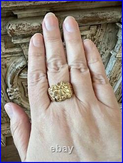 Vintage Estate Mens 10k Yellow Gold Nugget Ring Size 11.25 9.685g