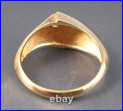 Vintage Estate Mens 14K Yellow Gold & Diamond Ring Wedding Band US Size 9