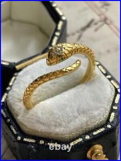 Vintage Estate Snake Serpent Band Ring Cool Piece 14k Yellow Gold Plated Silver