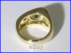Vintage Estate Solid 14k Gold Mens / Unisex Ring Canary Diamond & Mystic Topaz