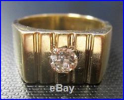Vintage European Cut Diamond and 14k Gold Men's Ring With $3500 Appraisal