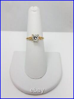 Vintage European Cut Glass 14k Gold Engagement Ring (7956)