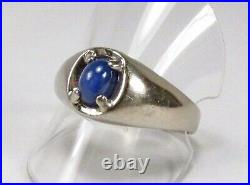 Vintage FO Town & Country USA 10K White Gold 0.50ct Sapphire Mens Band Ring S 13