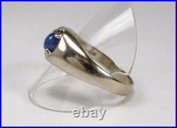 Vintage FO Town & Country USA 10K White Gold 0.50ct Sapphire Mens Band Ring S 13