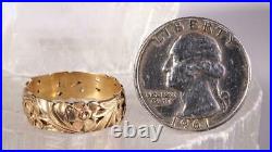 Vintage Flower Engraved Wedding/Anniversary Band 14K Yellow Gold Size 10