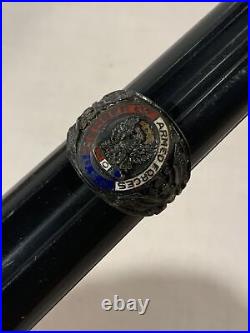 Vintage Foe Member Of Armed Forces USA Mens Large Sterling Silver Ring