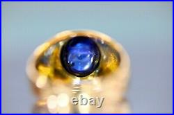 Vintage GIA Certified 8.07 Ct Blue Sapphire 18K Rose Gold Men's Ring