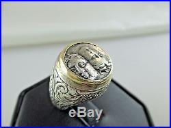 Vintage GREEK ISTROS COIN 14K Gold Sterling Silver Ring Men's 400-350BC 469C