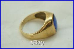 Vintage Gold Mens Ring 9k Blue Gem Stone Cabochon Size 8 6.4 Grams Yg Jewelry