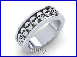 Vintage Gothic Style Skull Band Anniversary Ring Band Solid 925 Sterling Silver