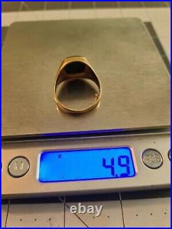 Vintage Gtr 10k Gold Black Onyx Mens Signet Ring Size 12