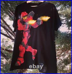 Vintage HALO 3 Video Game Promo T-Shirt All Over Print Xbox Bungie Sz L