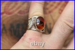 Vintage Hand Made Men's Ring Beautiful Agate 8.5 g Size 7.75