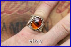 Vintage Hand Made Men's Ring Beautiful Agate 8.5 g Size 7.75