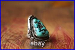 Vintage Hand Made Sterling Silver Large Men's Turquoise Ring 27.5 g Size 11