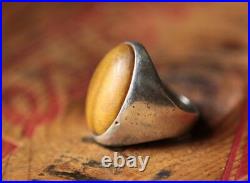 Vintage Hand Made Sterling Silver Tiger Eye Ring 16.2 g Size 8.5