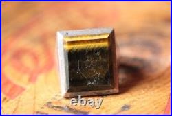 Vintage Hand Made Sterling Silver Tiger Eye Ring 18 g Size 11.75