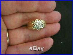 Vintage Heavy Mans / Ladies 0.25ct Diamond Gold Signet Ring Size O 4.8 Grams