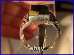 Vintage Heavy Old Retro Solid NASA Ring Brazilian Opal 10 Sterling T UK Stars