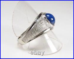 Vintage Helm & Hahn USA 10K White Gold Star Sapphire Men's Signet Ring Sz 10.75