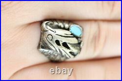 Vintage Indian Eagle Turquoise Sterling Silver 925 Ring Size 12 Mens Strong