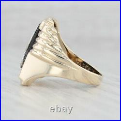Vintage Initial R Onyx Signet Ring 10k Gold Size 9 Old English Letter