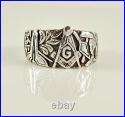 Vintage Inspired Masonic Ring 11 925 Sterling Silver Made in USA by a PM