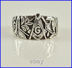 Vintage Inspired Masonic Ring 11 925 Sterling Silver Made in USA by a PM