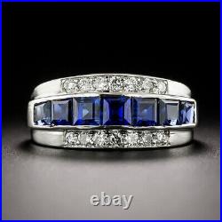 Vintage Inspired Men's Wedding Ring 14K White Gold 2.6 Ct Lab Created Diamond