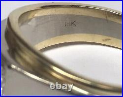 Vintage Jabel 18k & 14k White Yellow Multi Color Gold Diamond Ring Mens SZ 11.5