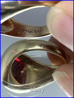 Vintage KSK 10k Yellow Gold Mens Ring Synthetic Ruby 8.9grams Size 9.25
