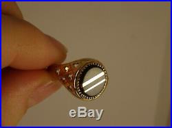 Vintage Ladies Mens 9ct Gold BANDED ONYX SIGNET RING Sz S Hm 780n