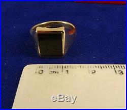 Vintage Ladies Mens Boys Solid 9ct Gold ONYX SIGNET RING Sz R Hm 6.7gr 28f
