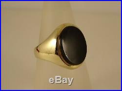 Vintage Large Ladies Mens 9ct Gold ONYX SIGNET RING Sz R Hm 16x11mm 1116n