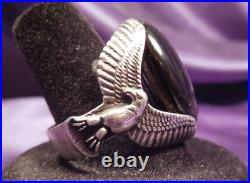 Vintage Large Mens Carolyn Pollack Onyx Eagle Ring Size 11