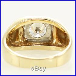Vintage MENS 14K Yellow Gold Lab Created White SAPPHIRE RING 7.7 Gram Size 7.25