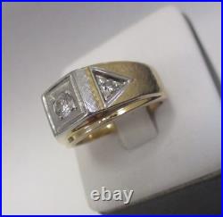 Vintage MEN'S 14K TWO TONE GOLD. 40 ctw DIAMOND RING Size 8.75