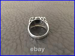 Vintage MID Century Modernist Sterling Silver Onyx Mens Brutalist Ring Sz. 10