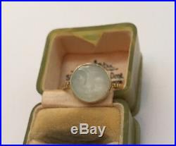 Vintage Man in the Moon Ring, Moonstone vintage Gold ring, gold Ring, 15 Carat