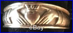 Vintage Mans 14K Gold Wedding Ring 1960s Celtic Irish Claddagh Hands Heart 6.4Gr